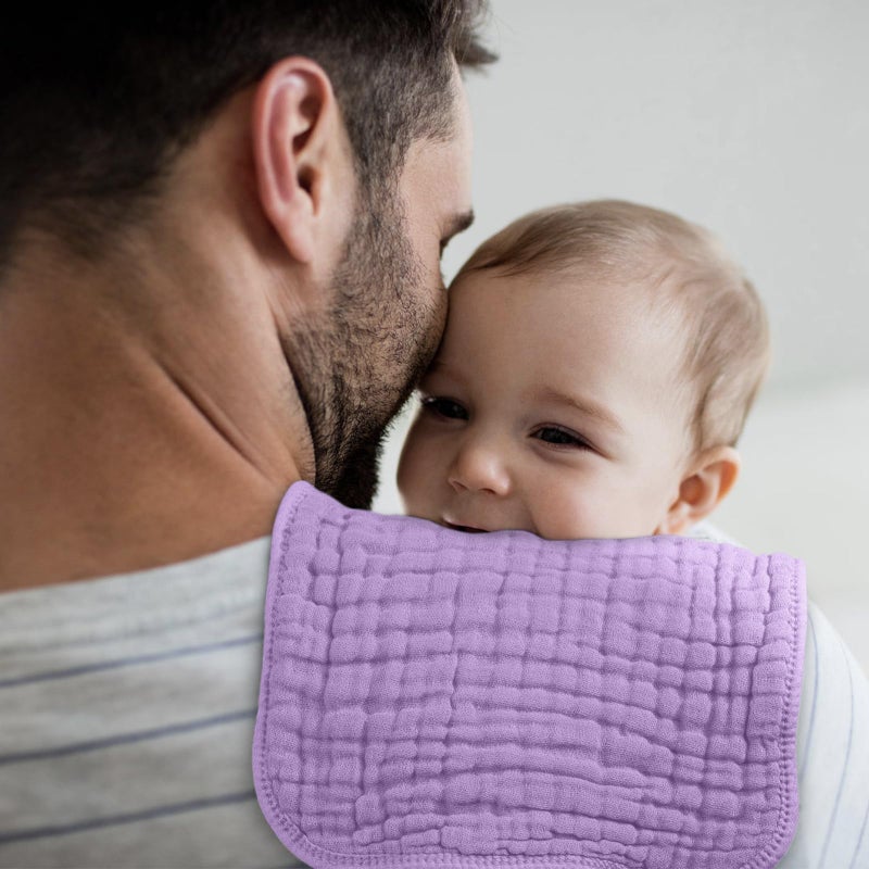 Looxii Muslin Burp Cloths 100% Cotton Muslin Cloths Large 20''x10'' Extra Soft and Absorbent 6 Pack Baby Burping Cloth for Boys and Girls (Purple) - Image 5