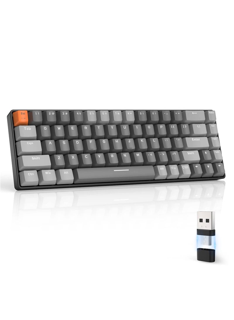 ZIYOULANG - K68 Wireless Mechanical Keyboard Bluetooth Dual Mode Hot-Swappable Mini 68-Key Red Switch for PC PS4 Xbox iPhone iPad - Image 1
