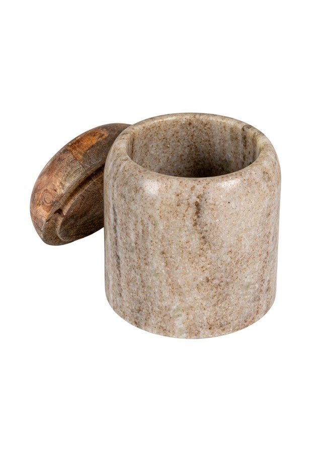 Creative Co-op وعاء رخام حديث من كرياتيف كوبر مع غطاء خشبي، طبيعي - Image 5