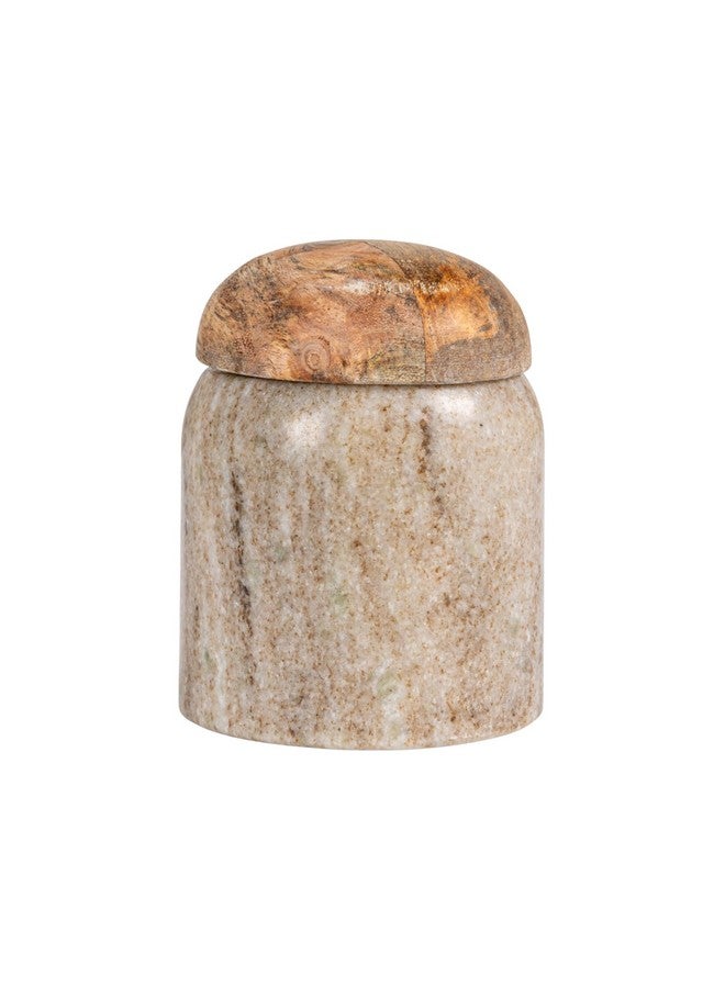 Creative Co-op وعاء رخام حديث من كرياتيف كوبر مع غطاء خشبي، طبيعي - Image 4