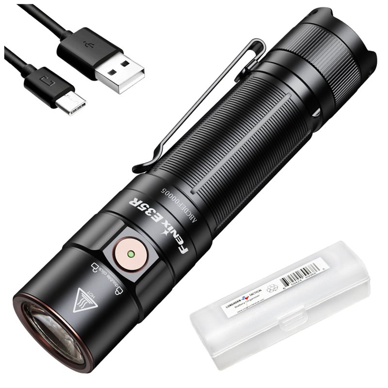 Fenix E35R EDC Flashlight 3100 Lumens USBC Rechargeable High Lumen Performance Flashlight with LumenTac Organizer