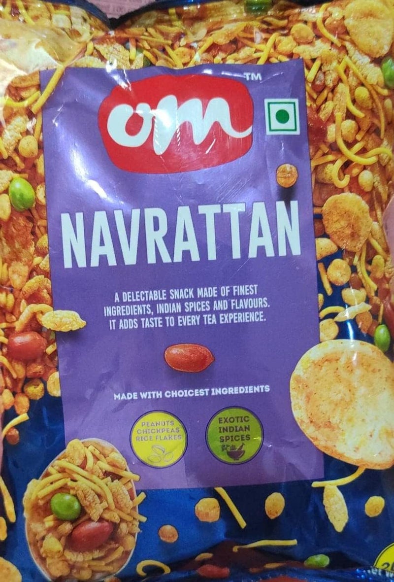 OM Sweets OM Navrattan Snack 200gm - Delectable Indian Snack with Peanuts, Chickpeas, and Exotic Spices - Image 1