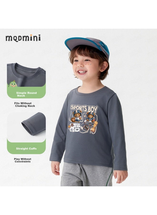 Mqdmini Kids Long Sleeve T-Shirt Boys Girls T-Shirt 50S Liquid Ammonia Double-Sided Cotton Soft Bottoming Top - Image 1
