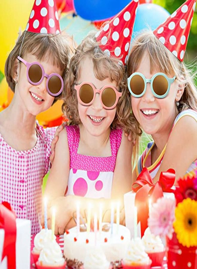Kids Sunglasses, Retro Cute Round Sunglasses for Kids Girls Boys Sunnies UV400 Protection Sun Glasses, Flexible Frame for Girls Boys Age 2-10 Morandi Sunglasses Fashion Beach Holiday (Green+Deep Pink) - Image 2
