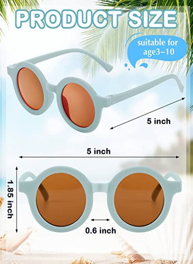 Kids Sunglasses, Retro Cute Round Sunglasses for Kids Girls Boys Sunnies UV400 Protection Sun Glasses, Flexible Frame for Girls Boys Age 2-10 Morandi Sunglasses Fashion Beach Holiday (Green+Deep Pink) - Image 4