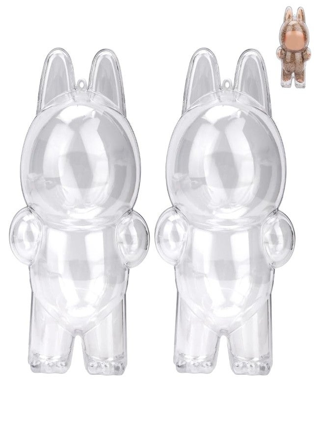 WALLFID 2pcs Clear Figure Display Case with Keychain,Plastic Protective Cover for Blind Box Figures,Portable Dustproof Mini Doll Storage Bag,Blind Box Display Pouch for Fans and Collectors (Standing) - Image 1