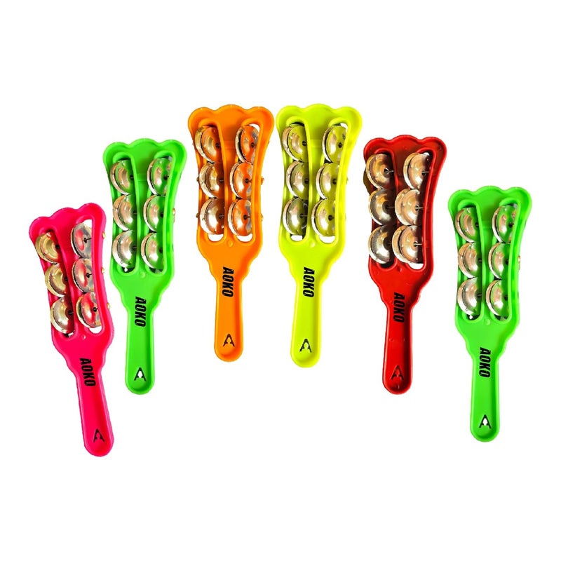 AOKO بهكتى - زوج من كارتال/خارتال جرس اليد | آلة إيقاع هندية تقليدية للبهاجان، كيرتان والموسيقى الشعبية (عبوة من 6) - Image 1