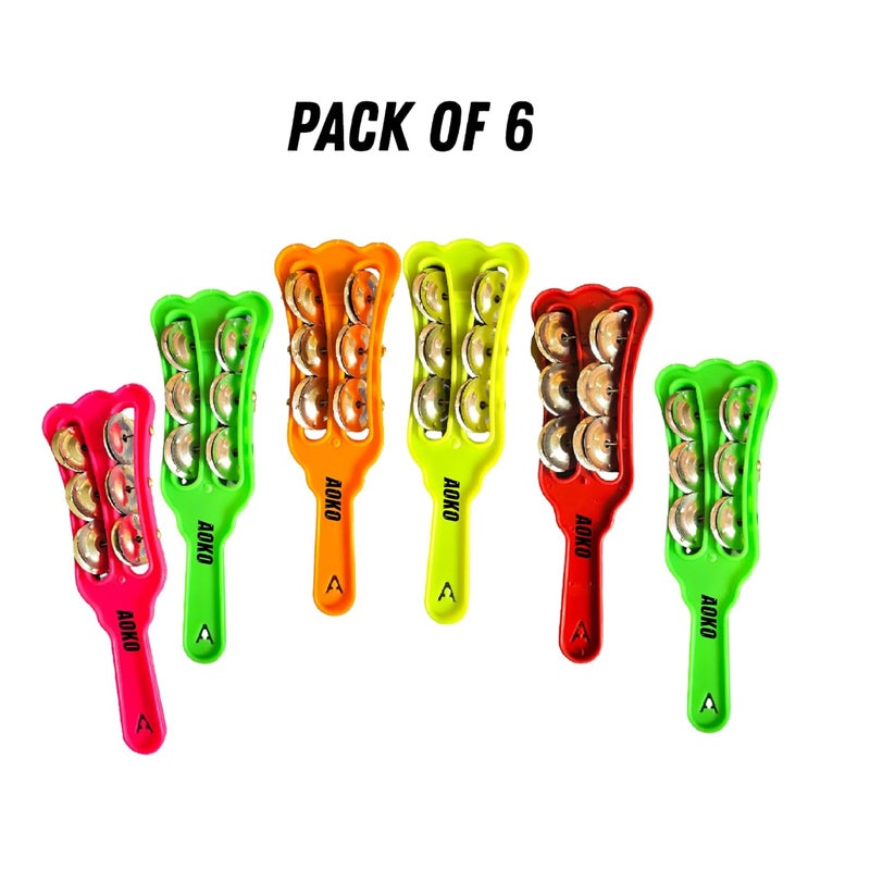 AOKO بهكتى - زوج من كارتال/خارتال جرس اليد | آلة إيقاع هندية تقليدية للبهاجان، كيرتان والموسيقى الشعبية (عبوة من 6) - Image 2