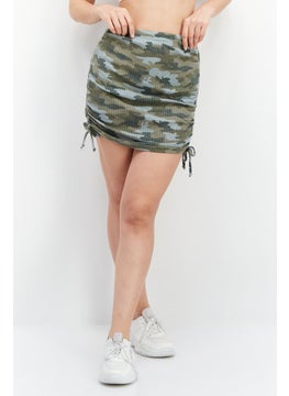 BB Dakota by Steve Madden Women Allover Print Mini Skirt, Sage Olive Combo  - Image 1