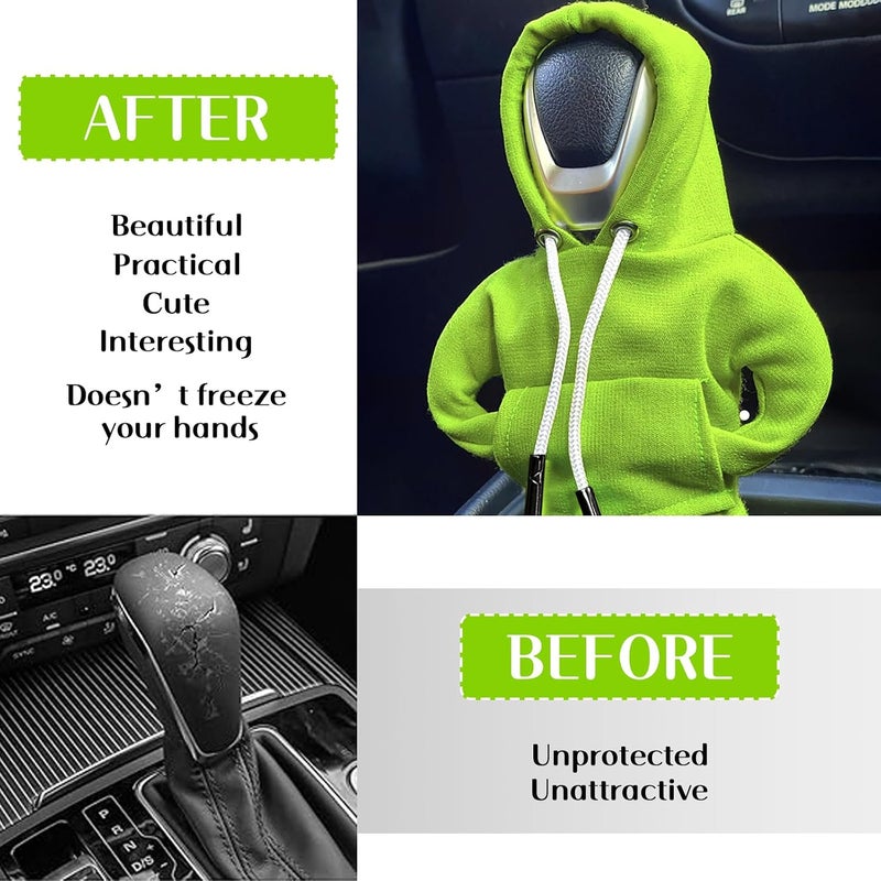 vvag Gear Shift Hoodie, Hoodie Car Gear Shift Cover, Car Shift Knob Hoodie, Automotive Interior Accessories, Universal Fit Knob Cover Gift (Green) - Image 3
