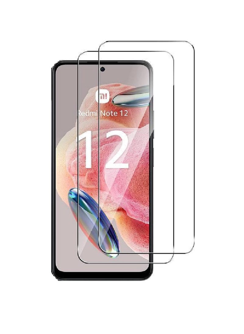 Super 2 Pieces Tempered Glass Screen Protector Clear Designed For Xiaomi Redmi Note 12 4G Full Screen Coverage And Bubble Free - Image 1