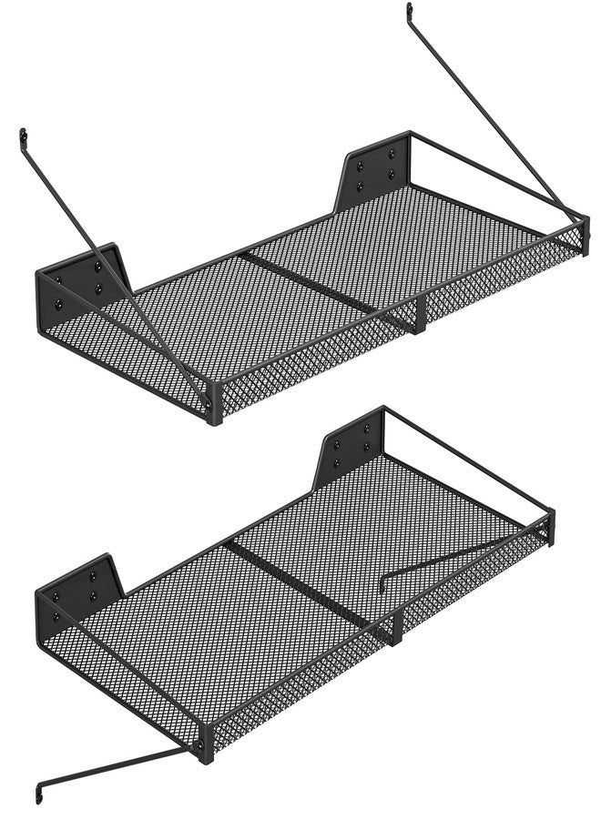 LASIDO Garage Wall Shelf (2PCS-23.6"x12"x2.2") Steel Wall Shelf Storage Rack-design of TRIANGULAR BRACKET, Wall Mount Heavy Duty Metal Shelves Mesh Storage Rack for Garage, Office, Basement Kitchen, Closet - Image 1