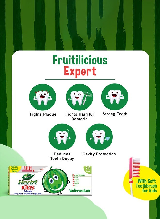 Dabur معجون أسنان بنكهة البطيخ مع فرشاة أسنان ناعمة - Image 3