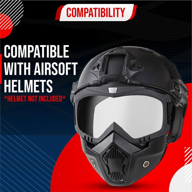 BTfash Goggle Mask Anti Scratch UV Protective Open Face & Eyewear Windproof Dirt Shield Adjustable Strap Soft Foam Padded Detachable for Cycling Bike Off Road Racing Riding Unisex (Transparent) - Image 4