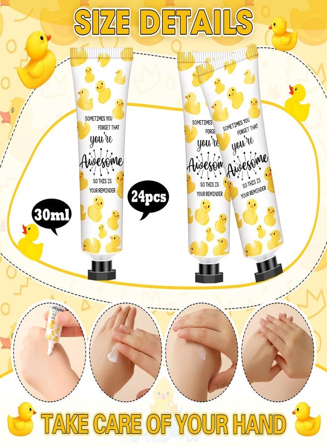 Dimsile 24 Pack Duck Gifts Positive Hand Cream Bulk for Coworker Team Employee Appreciation Women Party Favor Travel Size Mini Lotion Bulk Emotional Support Duck Goodie Bag Stuffer Gifts - Image 2