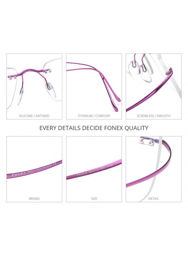 FONEX إطار نظارات فونيكس من التيتانيوم، نظارات بدون إطار للرجال والنساء F85634 (أزرق) - Image 2