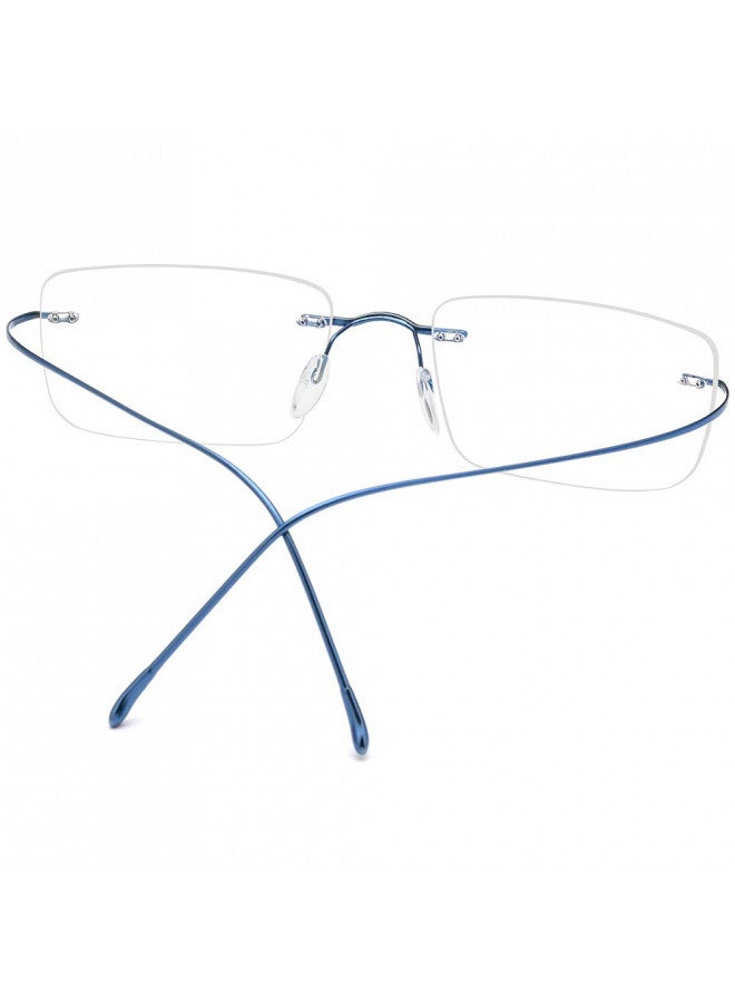 FONEX إطار نظارات فونيكس من التيتانيوم، نظارات بدون إطار للرجال والنساء F85634 (أزرق) - Image 4