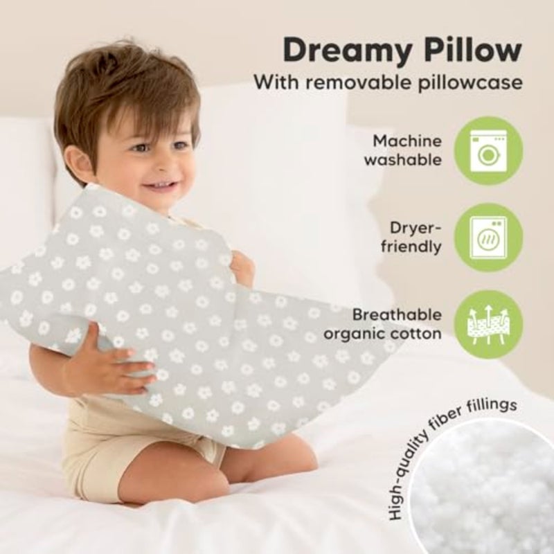 Toddler Pillow with Pillowcase, 13x18 My Little Dreamy Pillow Meadow Travel Bed Pillow for Sleep, Organic Cotton Small Pillowcase, Soft, Breathable, Machine Washable, Toddlers 2-5 years old - Image 4