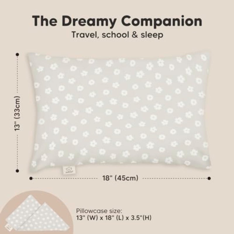 Toddler Pillow with Pillowcase, 13x18 My Little Dreamy Pillow Meadow Travel Bed Pillow for Sleep, Organic Cotton Small Pillowcase, Soft, Breathable, Machine Washable, Toddlers 2-5 years old - Image 3