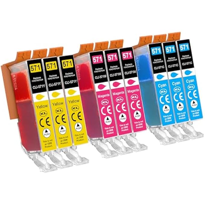 PRINTER CARTRIDGES COMPATIBLE WITH CANON TS5050 PRINTER CARTRIDGES CLI 571 FOR CANON TS5050 TS5000 TS5051 TS5053 TS5055 TS6050 TS6051 TS6052 MG5750 MG5751 MG5752 MG5753 MG5753 MG6800 MG6850 - Image 2