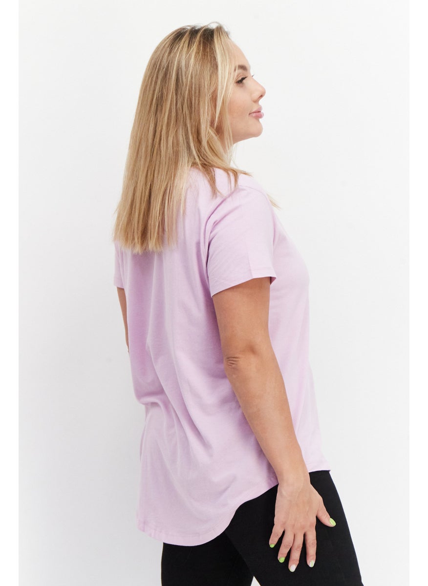 Eddie Bauer - Women V-Neck Short Sleeve Plain T-Shirt, Lavender - Image 1
