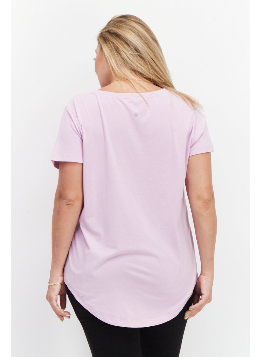 Eddie Bauer - Women V-Neck Short Sleeve Plain T-Shirt, Lavender - Image 1
