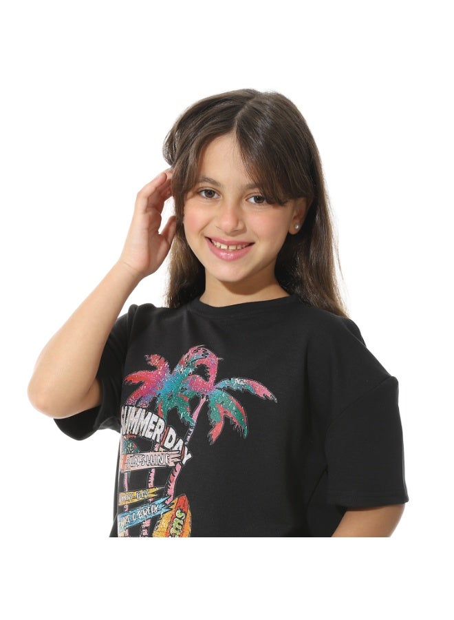 Red Circle Front Printed Pajama Set With Pant 1426u - Image 5