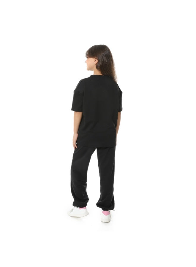 Red Circle Front Printed Pajama Set With Pant 1426u - Image 4