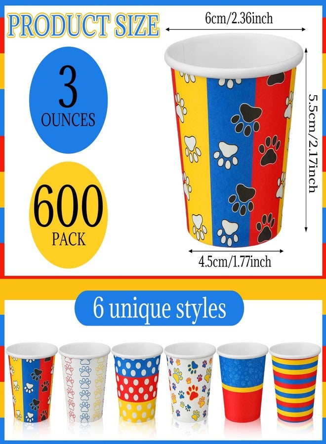 Marspark 600 Pack 3 oz Bathroom Paper Cups Mini Small Disposable Mouthwash Rinse Paper Cups for Kids Home Bathroom Party Picnic Barbecue Travel Event Pup Hospital Doctor Nurse Office(Dog Paw) - Image 2