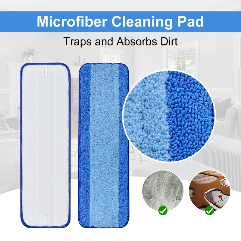 DLAIMI 8 Pack Microfiber Cleaning Pad for Bona Mop Hardwood & Hard Surface Floors Dry and Wet Floor Cleaning - Includes 4 Microfiber Cleaning Pad, 2 Deep Clean Pads and 2 Dusting Pad - Dual Zone Cleaning - Image 2