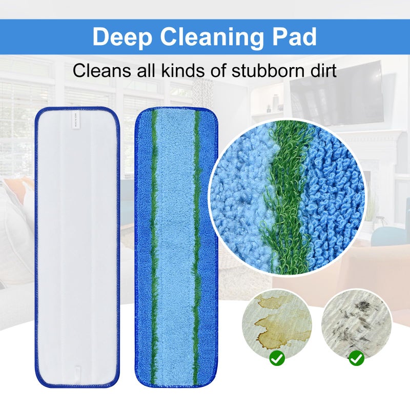 DLAIMI 8 Pack Microfiber Cleaning Pad for Bona Mop Hardwood & Hard Surface Floors Dry and Wet Floor Cleaning - Includes 4 Microfiber Cleaning Pad, 2 Deep Clean Pads and 2 Dusting Pad - Dual Zone Cleaning - Image 3