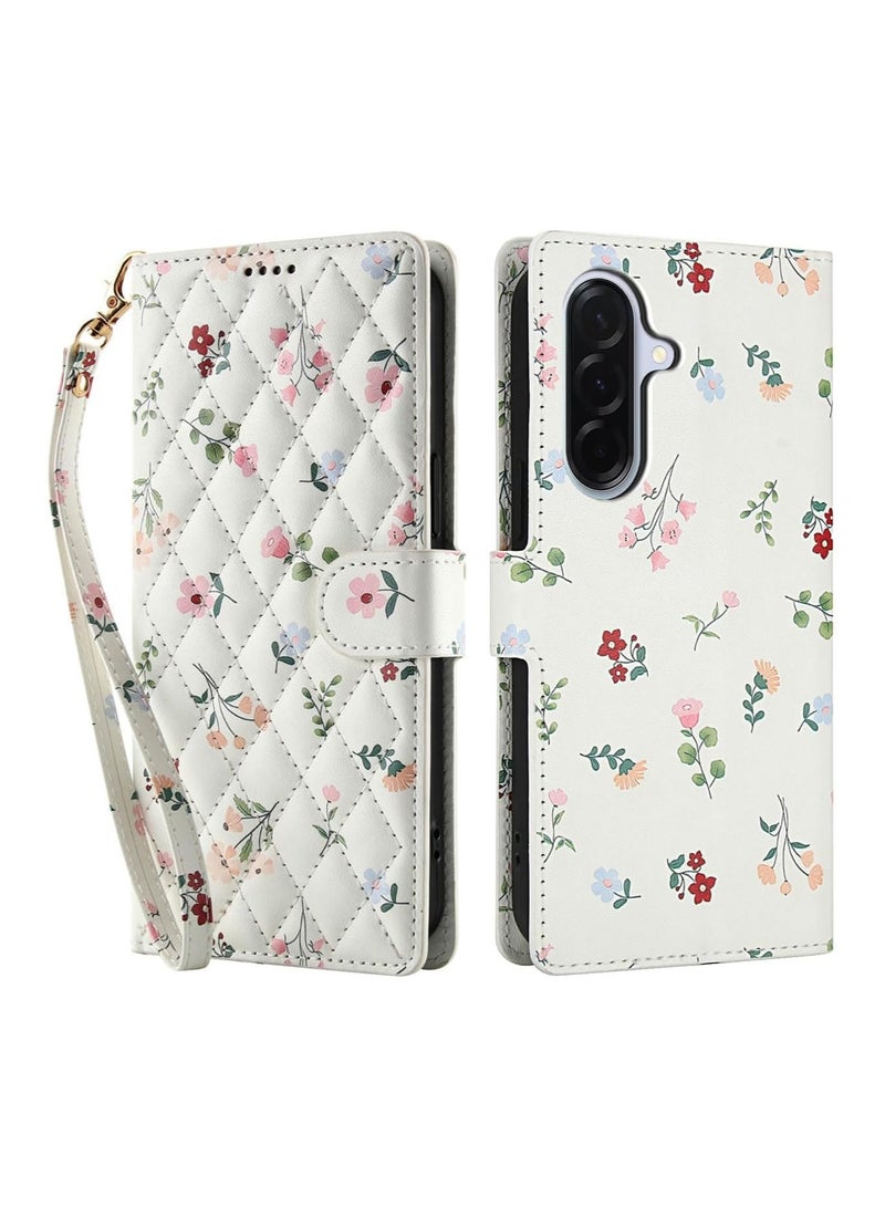 general Protective Case for Samsung Galaxy A16 4G/5G Floral Quilted PU Leather Wallet Flip Cover Magnetic Shockproof Case with Card Slot Stand - Image 1