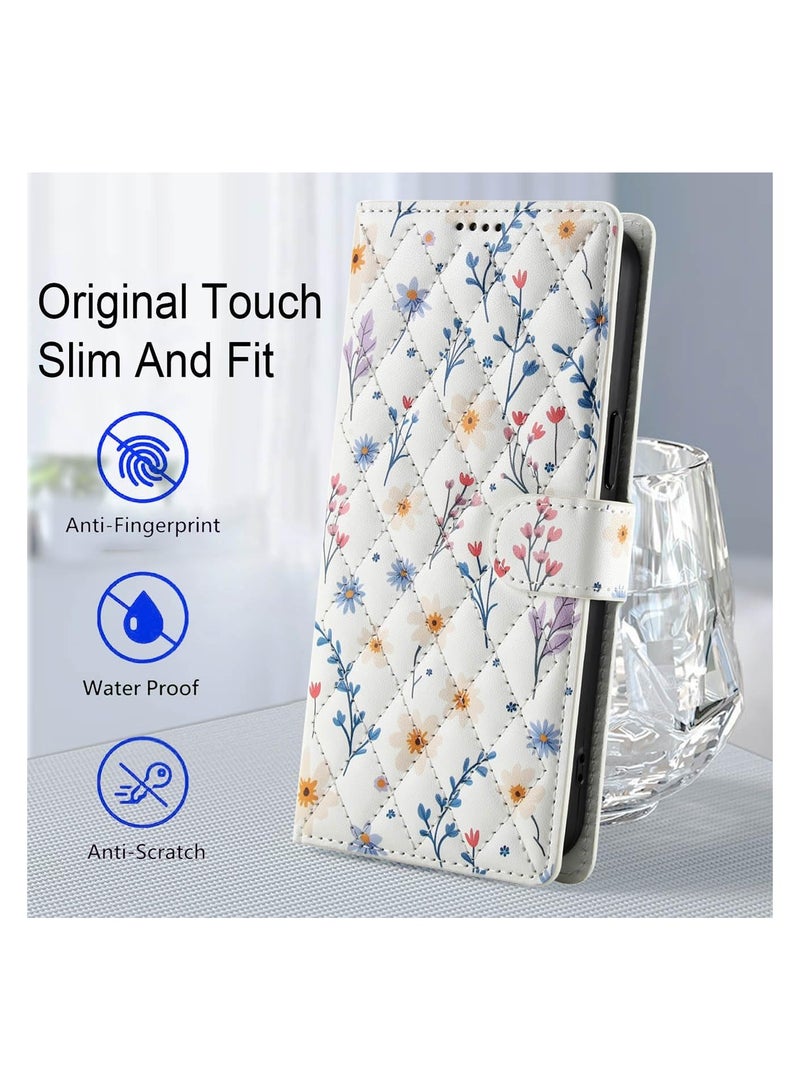 general Protective Case for Samsung Galaxy A16 4G/5G Floral Quilted PU Leather Wallet Flip Cover Magnetic Shockproof Case with Card Slot Stand - Image 3