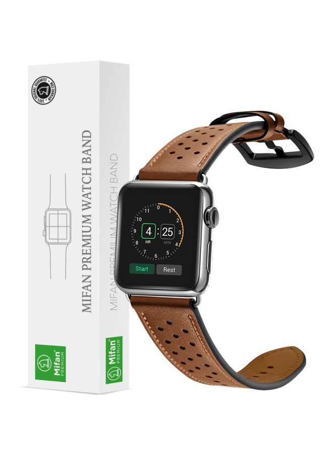 NIBEMINENT Replacement Band For Apple Watch Series 1/2/3/4 44 mm/42 mm Brown - Image 1