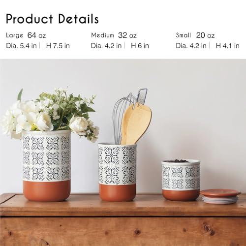 JODEVI Canisters Sets for Kitchen Counter Ceramic Food Storage Jars with Airtight Lids, Sugar and Flour Containers Set of 3 - for Coffee, Tea, Spice - Stylish Countertop Décor - Image 2