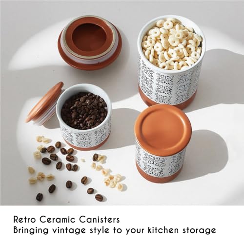 JODEVI Canisters Sets for Kitchen Counter Ceramic Food Storage Jars with Airtight Lids, Sugar and Flour Containers Set of 3 - for Coffee, Tea, Spice - Stylish Countertop Décor - Image 4