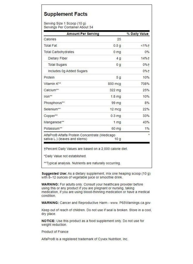 Swanson Alfapro Non-GMO Alfalfa Protein Concentrate 12 Ounce (340 g) Pwdr - Image 2