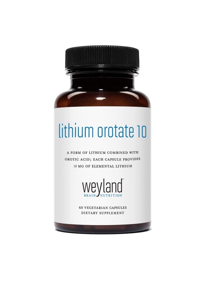 Weyland Brain Nutrition - : Lithium Orotate 10Mg (1 Bottle) 60 Vegetarian Capsules Lithium Supplement Supports Healthy Mood Behavior Memory And Wellness - Image 1