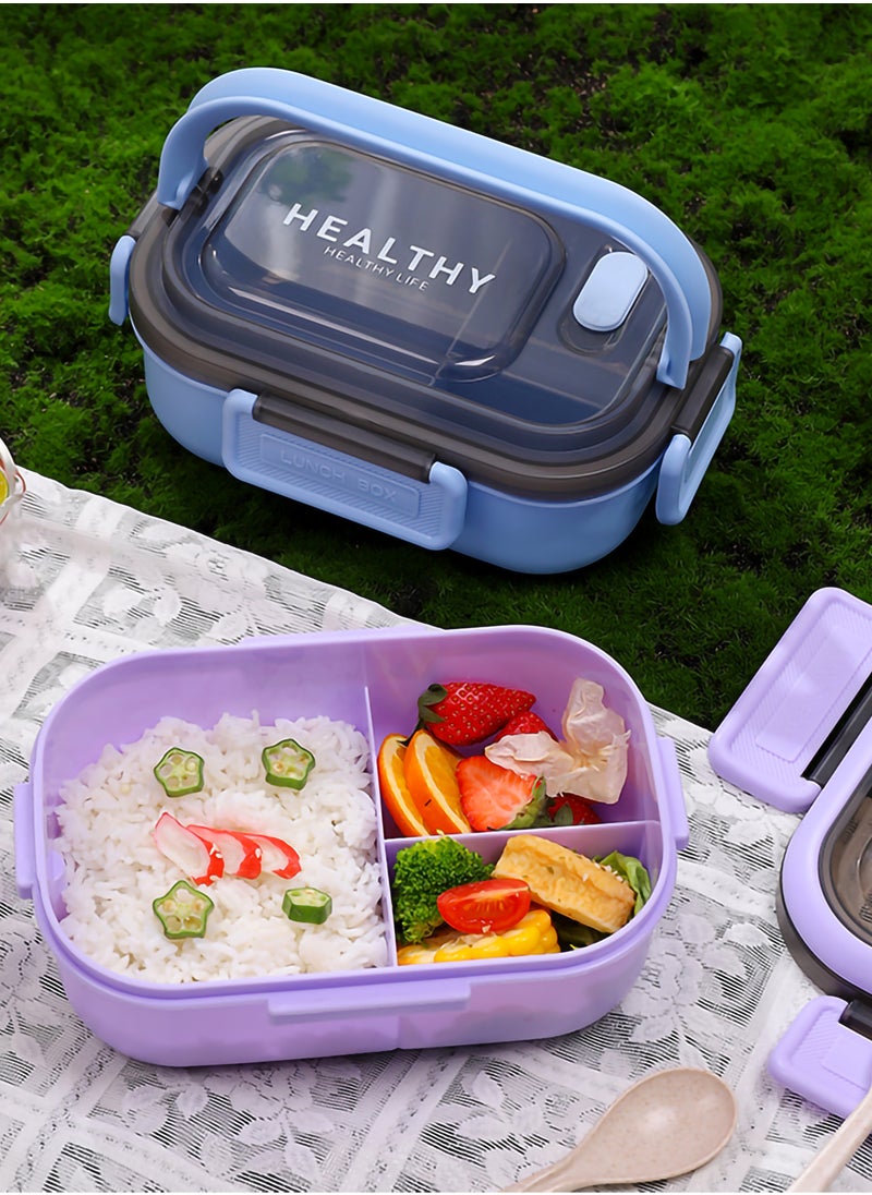 YAH Creation - YAH HealthyLife Bento Lunch Box with Sauce Box - BPA-Free, Leak-Proof, 2 Stackable Layers with 6 Compartments, Microwave & Dishwasher Safe, Includes Cutlery & Handle for Easy Carrying - Image 1
