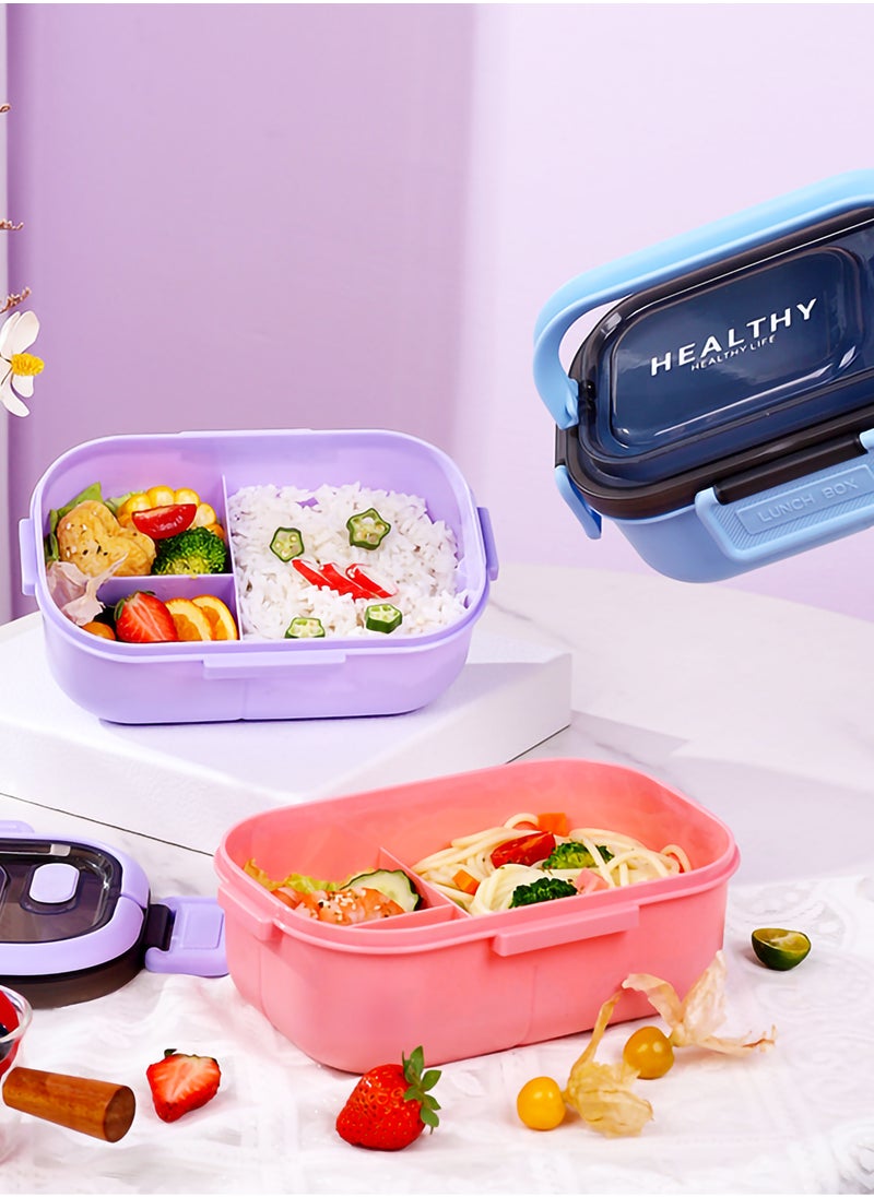 YAH Creation - YAH HealthyLife Bento Lunch Box with Sauce Box - BPA-Free, Leak-Proof, 2 Stackable Layers with 6 Compartments, Microwave & Dishwasher Safe, Includes Cutlery & Handle for Easy Carrying - Image 1