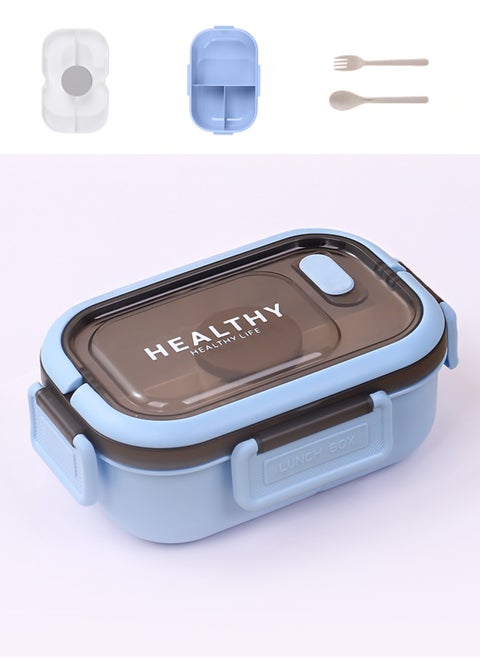 YAH HealthyLife Bento Lunch Box with Sauce Box - BPA-Free, Leak-Proof, 2 Stackable Layers with 6 Compartments, Microwave & Dishwasher Safe, Includes Cutlery & Handle for Easy Carrying