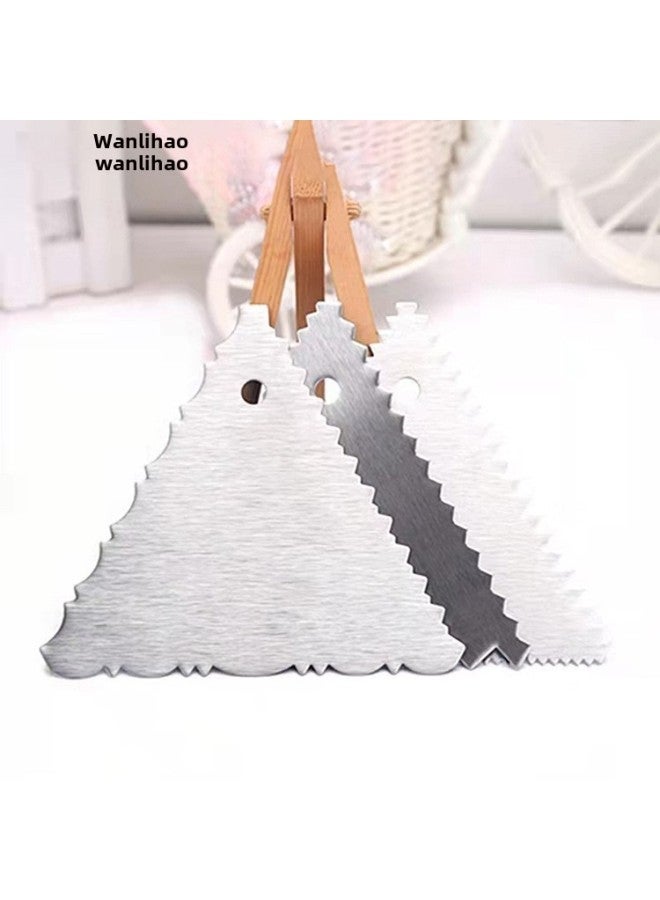 High Quality Stainless Steel Cake Scraper Triangular Tooth Oval Rectangular Cream Scraper Comb Baking Topping Tool-Specifications:Coarse Tooth Triangular Scraper  - Image 3