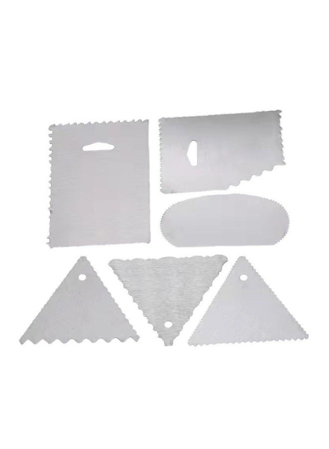 High Quality Stainless Steel Cake Scraper Triangular Tooth Oval Rectangular Cream Scraper Comb Baking Topping Tool-Specifications:Coarse Tooth Triangular Scraper  - Image 1