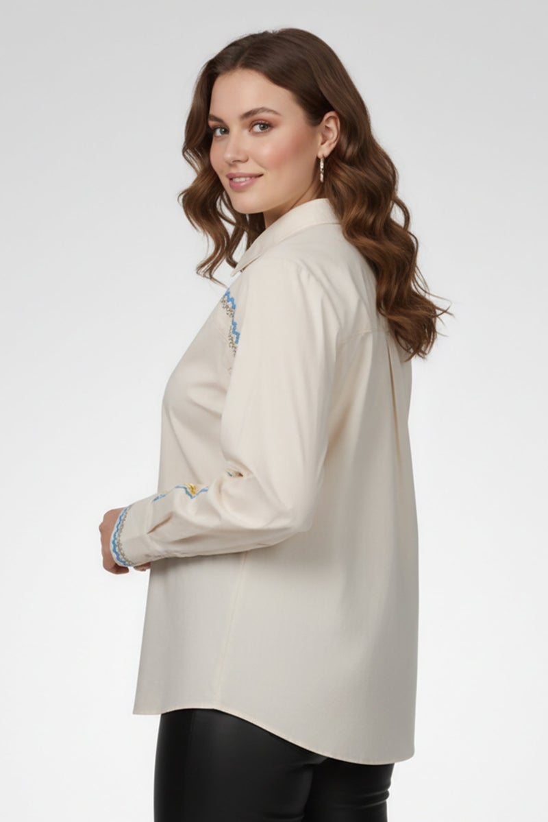 MSGM Women Regular Fit Long Sleeve Casual Shirt, Ivory - Image 5