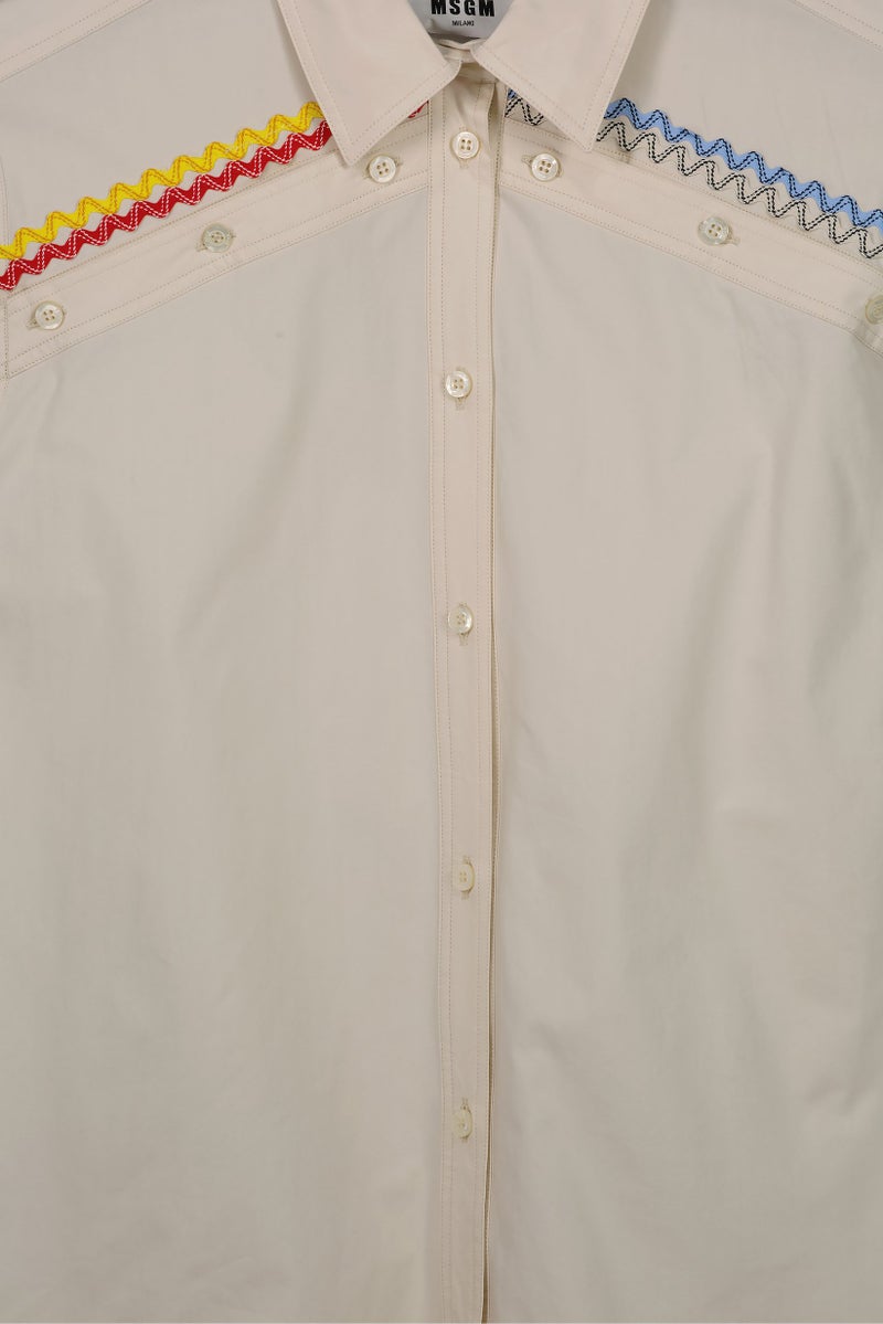 MSGM Women Regular Fit Long Sleeve Casual Shirt, Ivory - Image 3