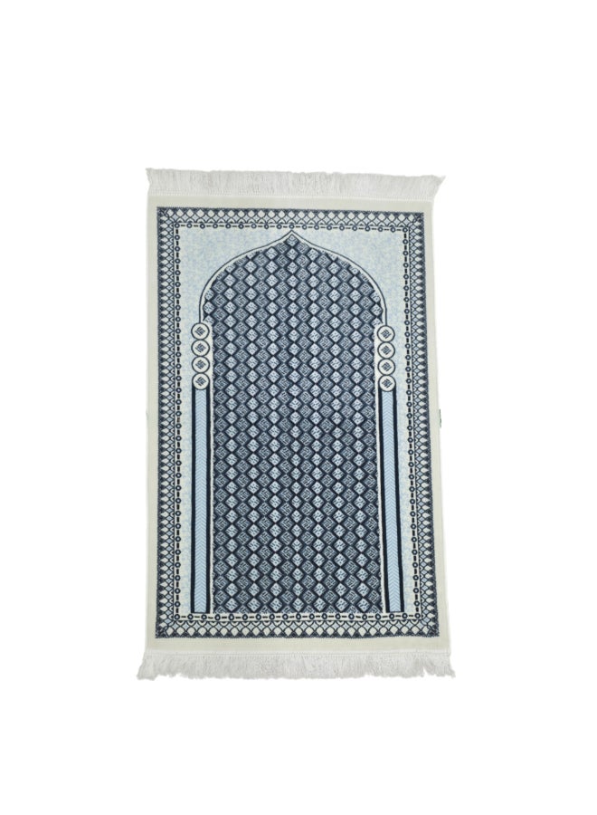 ريف أرينو سجادة صلاة إسلامية مخملية بجودة ممتازة أزرق وأبيض 70 × 110 سم ARENNOS104809BLU - Image 1