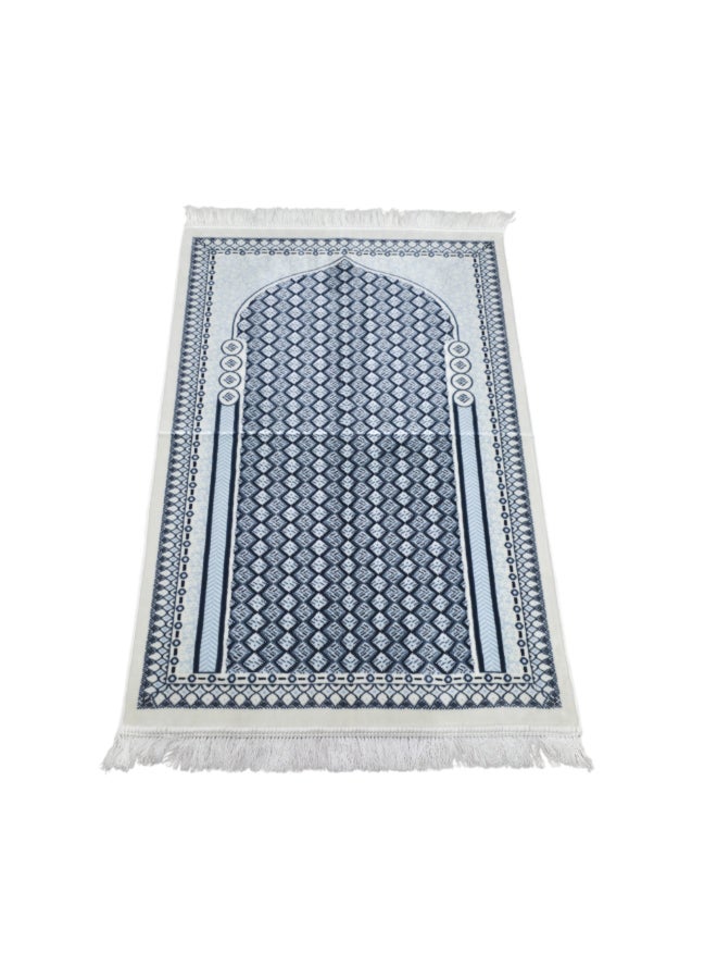 ريف أرينو سجادة صلاة إسلامية مخملية بجودة ممتازة أزرق وأبيض 70 × 110 سم ARENNOS104809BLU - Image 2