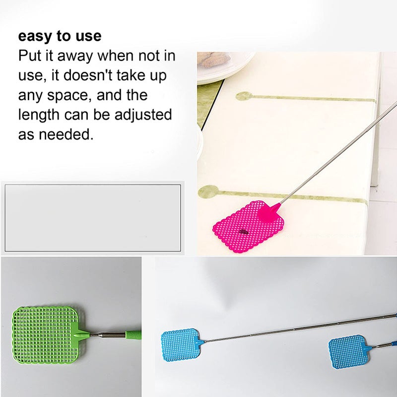 AMONIDA AMONIDA 9PCS Plastic Fly Swatter Multi Pack Mini Fly Swatter with Retractable Stainless Steel Rod Fly Swatter for Indoors Retractable Fly Racket for Home Office Dormitory Camping  - Image 4