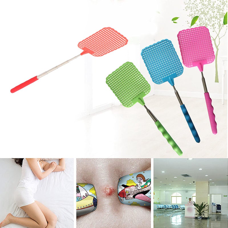 AMONIDA AMONIDA 9PCS Plastic Fly Swatter Multi Pack Mini Fly Swatter with Retractable Stainless Steel Rod Fly Swatter for Indoors Retractable Fly Racket for Home Office Dormitory Camping  - Image 5