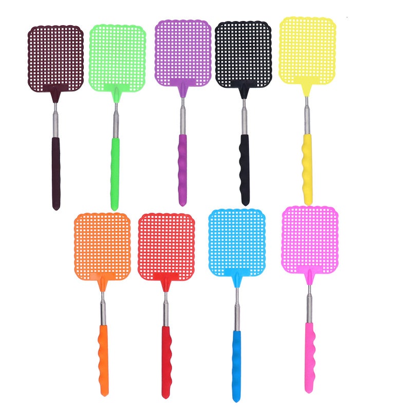 AMONIDA AMONIDA 9PCS Plastic Fly Swatter Multi Pack Mini Fly Swatter with Retractable Stainless Steel Rod Fly Swatter for Indoors Retractable Fly Racket for Home Office Dormitory Camping  - Image 1